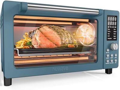 Nuwave Bravo Pro Smart Air Fryer Toaster Oven Combo, Airfryer Convection Oven Countertop, 12-in-1 Functions with Quicker & Even Crisp Technology, 1800W, 50-450°F, PFAS-Free, 21QT, Cozy Blue