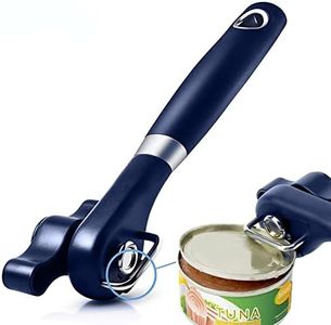 Safety Can Opener Smooth Edge, Side Cut Can Opener Manual with Durable Sharp Blade, Safe Cut Manual Can Opener with Non-Slip Rubber Knob, Safety Can Opener for Seniors with Arthritis (Navy Blue)