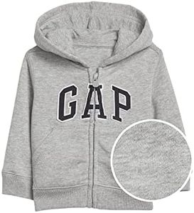 GAP baby boys Logo Zip Hoodie Sweatshirt, Light Heather Grey B08, 4T US