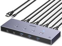 UGREEN HDMI KVM Switch 4 PC 1 monitor Support 8K@60Hz, 4 Port USB KVM Switches for 4 Computers Share Keyboard/Mouse/Hard Drives and 1 Monitor, KVM Switcher with 4 USB Cables and 4 HDMI Cables