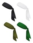 PAROPKAR 4 Pack Ninja Karate Headbands Adjustable Elastic Bandana Sweatbands Athletic Hair Wrap Bands for Men Women Use for Multi Sports Headbabnds (Black Multi)