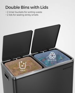 SONGMICS Double Kitchen Bin 30L – Dual Compartment Waste Recycling