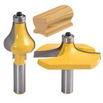 HOHXEN 2 Bits Handrail Router Bit Set - Standard/Flute Molding Cutter - 1/2'' Shank