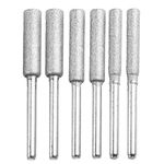 Burr Grinding Stone File - 6Pcs 3mm Shank 5/32" 3/16" 7/32" Diamond Chainsaw Sharpener Rotary Bit Set Polishing Sharpening Garden Tool for Lawn Mower Chainsaw Parts Garden,120-150 Grit