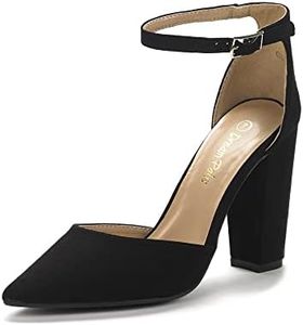 DREAM PAIRS Women's Coco Black Suede Mid Heel Pump Shoes - 8 M US