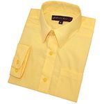 Johnnie Lene Boy's Long Sleeves Solid Dress Shirt #JL32, Yellow, 24 Months