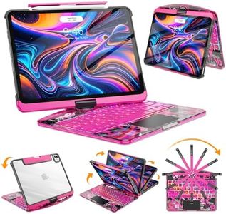 SIBEITU Keyboard Case for iPad Pro 13 Inch (M5 2025 / M4 2024), 360 Rotatable iPad Pro 13 Clear Cover with Multi-Touch Trackpad, 7-Color Backlight & 3 Brightness, High-Tech Visible PCB Design, Pink