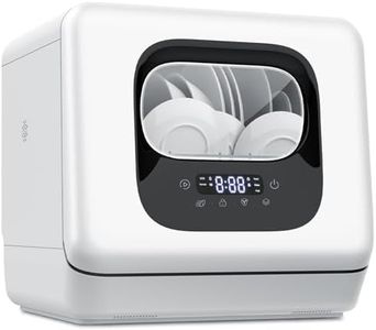 Joy Pebble Countertop Dishwasher, 28 Pieces Dishes/Cycle, 6 Washing Programs&Hot Drying, Dish Washer with 360°Dual Spray, with Child Lock&Delayed Start, Portable Dishwasher for Apartment/RV/Dorm