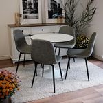 Inspirer Studio Dining Table Set for 4-35.5" Tuilp Table with 4 Upholstered Dining Chairs (Matt Gray)