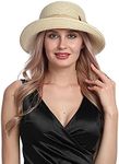 Ysoazgle Ladies Womens Adjustable Summer Sun Hat Fashion Foldable Roll Brim (Beige)