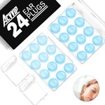 Ear Plugs Silicone Earplugs - 24 Pcs - ACVVIP Soft Reusable Noise Canceling Earplugs with Carrying Boxes for Sleeping, Airplanes and Traveling - Light Blue