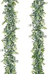 Lvydec 2 Pack Artificial Eucalyptus Garland, Fake Eucalyptus Greenery Garland Wedding Backdrop Arch Wall Decor, 5.5 Feet/Strand Fake Hanging Plant for Table Festival Party Decoration