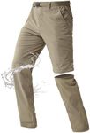 FREE SOLDIER Men's Outdoor Convertible Hiking Pants with Belt Lightweight Quick Dry Tactical Cargo Pants Nylon Spandex (Mud 32W x 30L)