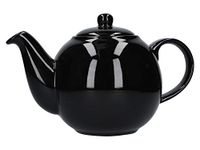 London Pottery Globe Teapot with Strainer, 1.2 Litre, Gloss Black