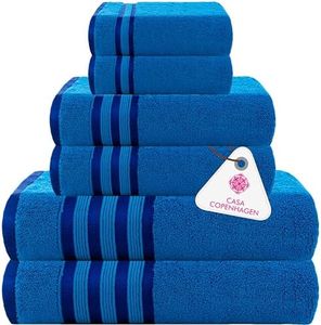 Casa Copenhagen Zero Twist, Ensemble de Serviettes 6 Pièces, 100% Coton, Bleu Electrique, 600 GSM, 2 Bain, 2 Mains, 2 Gants de Toilette, Serviette de Luxe Ultra Douces pour Salle de Bain