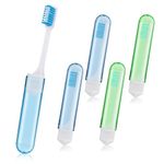 Sibba Manual Toothbrush 4 PCS Soft Bristle Tooth Brush Set Portable Camping Toothbrush Foldable Teeth Gums Brush Cover Mini Case Toothbrush Head Individually Wrapped Travel Home Oral Cleansing