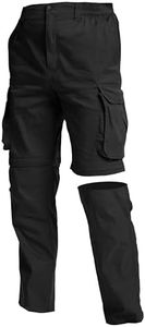 NATUVENIX Hiking Pants Men Quick Dry Convertible Fishing Pants for Men Zip Off Lightweight Mens Cargo Pants Outdoor Travel, Black, 32W x 32L