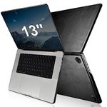 Leather Case for MacBook Pro 13 inch 2022-2016 Released M2 M1 A2338 A1989 A1706 A1708 A2159 A2289 A2251, ICARERFAMILY Premium Genuine Leather Ultra Thin Protective Case Cover Shell - Black