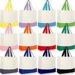 Epakh 12 Pack Canvas Tote Bags Bulk 18.5 x 15 Inch Reusable Grocery Bags Shopping Bags Tote Bag for Women Mother, Stylish Color, Large