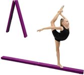Holdfiturn 7FT 2.1M Folding Gymnastic Balance Beam - Ideal for Kids Training Home Gym Exercise Beginner to Pro, Non-Slip Surface (Purple)