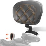 FOVPLUE Rider Backrest,Adjustable Driver Backrest Pad Kit fits for Harley Touring CVO Road Glide Road King Electra Glide Street Glide FLHR FLTRX FLHX FLHT 2009-2023,Double Orange Stitching