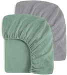 Yoofoss Muslin Crib Sheets for Boys Girls 100% Cotton Fitted Baby Crib Sheet 2 Pack Soft and Breathable for Standard Crib Mattress & Toddler Mattress 52"x28"