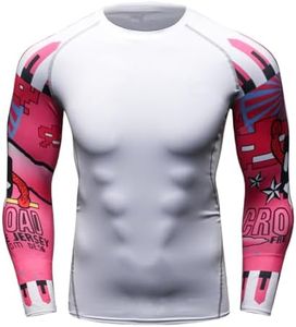 F.Q Yuqee Men's Soft Slim Long Sleeve Dry-Fit Compression Gym Trainning Shirt White 08 M