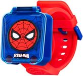 Accutime Marvel Spider-Man Educational Learning Digital Blue Watch for Boys, Toddlers, Kids with Red Strap - Includes Timer, Stopwatch, Alarm, Games! Perfect for Girls and Boys 3+!