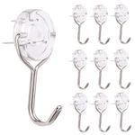 Brillvang Upgrade Non-Trace Hooks, 10-Pack Nail-in Heavy Duty Hangers Transparent Invisible Surround Steel Pins, Multipurpose Hanging Hook for Picture Frame Keys Coat