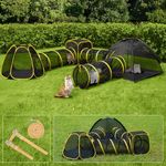 VIVOHOME Outdoor Cat Enclosures 6-in-1 Outside Large Playground Include 2 Cat Tent, 3 Cat Tunnel, Cat Playhouse, Cat Leash, Mint Ball for Feline Friends to Explore in Yard, Balcony, Camping