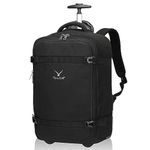 Hynes Eagle Rolling Backpack Luggage 21'' Backpack with Wheels Flight Approved Wheeled Backpack Carry on Travel Backpack for Women Men 42L Black