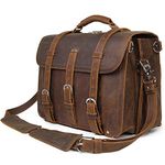 Polare Men's Full Grain Leather Shoulder Briefcase Messenger Bag Satchel Fit 16.5'' Laptop