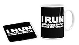 I Run Embarrassingly Short Distances Kitchen Mug and Coaster Set Coffee Tea Cup Gift