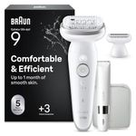 Braun Silk·épil 9 Epilator for Women, 9-441, White/Silver - Pivoting Head for Easy Hair Removal, Wet & Dry Use, Lady Shaver Head, Trimmer Comb, Lasting Smooth Skin, EU Plug