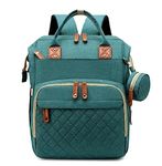 RIANZ CALDOR Baby Diaper Bag Large Backpack for Girls and Boys, Multi-functional Waterproof, Diaper Pouch with Pacifier Case, Stroller Straps, Tissue Bag, and Built-in USB Charging Port (Green)