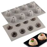 i enjoy + Silicone Mould Fluted Tube Cake Pan,2 Pack Non-Stick Baking Trays,LFGB & BPA Free Cake Tin for Cupcakes, Brownies, Muffins, Pudding,8 Cavity Kouglof