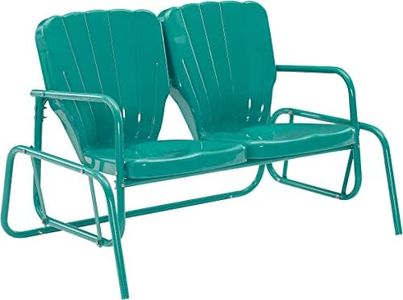 Crosley Furniture CO1032-TU Ridgeland Retro Outdoor Metal Loveseat Glider, Turquoise Gloss