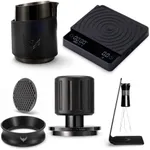 KNODOS Black Edition Espresso Kit 58.5mm – Premium All-Black Barista Set with Blackwood Tamper, Milk Pitcher, Magnetic Dosing Funnel, WDT Tool & Digital Coffee Scale for IMS Baskets