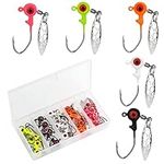 SAVITA 25pcs Fishing Jig Heads 1/8 oz with Plastic Case, High-Carbon Steel Fishing Jig Head Hooks Set Fishing Lures Crappie Jigs for Bass Freshwater and Saltwater Fishing Lovers (5 Colors)