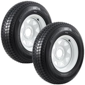 GarveeTech ST205/75D14 Trailer Tire and Wheel Assembly, Heavy-Duty Load Range C 6PR, 5 Lug White Modular Wheel, 14 Inch Tires for Utility/Boat/Camper Trailers, Set of 2