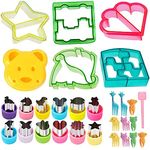 Keepatyart Sandwich Cutters for Children Fruit Cutter Shapes Set of 29 Pieces - Animal Shapes: Dolphin Car Dinosaur Heart Star Bear Stainless Steel Fruit Picks for Food