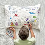 eatsleepdoodle Colouring Pillowcase for Kids w/ 10pk Washable Markers for Kids - 75x50cm Under The Sea Kids Colouring Pillowcase - Ultra Washable & Reusable Arts and Crafts for Kids