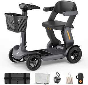 Paiseec S3 Pro 40 Miles Foldable Mobility Scooter for Seniors, Lightweight Mobility Scooter for Travel, 4 Wheels Mobility Scooter for Adults Elderly, 250W Powered, Load 300lbs, All Terrain