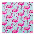 Restaurantware Sky Blue Paper Luncheon Napkin - Florida Flamingo - 13" x 13" - 20 Count Box