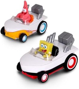 SpongeBob Squarepants Pull Back 2PK SpongeBob & Patrick Hot Rod Boats, Pull Back and Watch them Zoom, No Batteries, No Controls, No Hassle, Fun–Fast–Portable, Great Gift, Official Nickoledeon Licensed