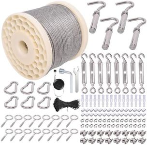 400FT 1/8" Wire Rope Kit, Vinyl Coated 304 Stainless Steel Wire Cable, 7x7 Strands 920LBS Breaking Strength, M5 Turnbuckle for Cable Wire, String Light Hanging Kit for Outdoor, Garden, Clothesline