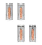 Femora Glass Window Jars for Kitchen Storage Kitchen Storage Jars with Glass Window, 700 ml, Set of 4, Free Replacement of Lids