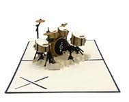 design3dkarten® Pop Up Card Drum Kit Birthday Card for Drummer, Rock Band or as a Money Gift for Musicians