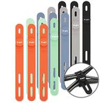 Ringke Silicone Cable Ties (15 Pack), Reusable Adjustable Stretch Straps for Cords and Wire Organizer Holder Management - Assorted Colors