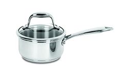 Lagostina Ambiente, Stainless Steel 5.5-in Saucepan, Stainless Steel Interior, Fast-Heating, Lagoseal™ Plus Base Technology, Tempered Glass lid, Induction and Oven Safe,400°F